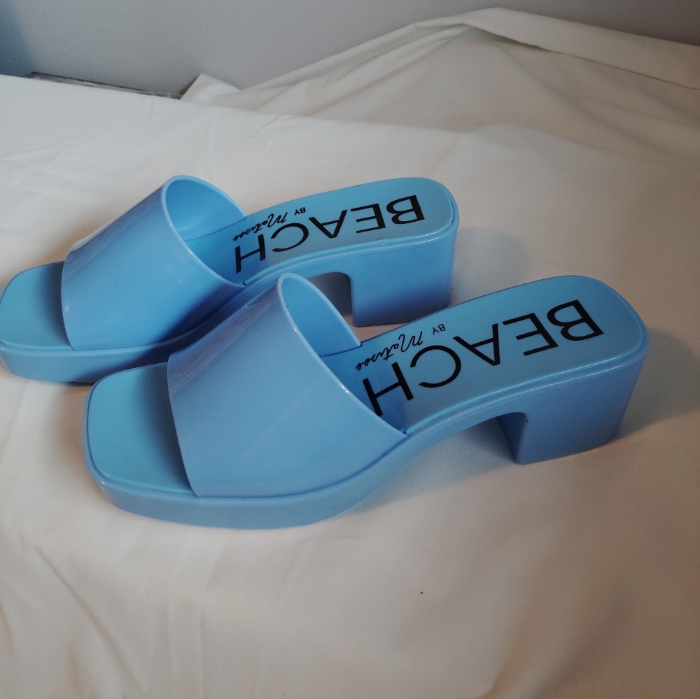 Beach By Matisse Ocean Blue Slip-on Jelly Heeled Sandal Size 8 M - Picture 2 of 6